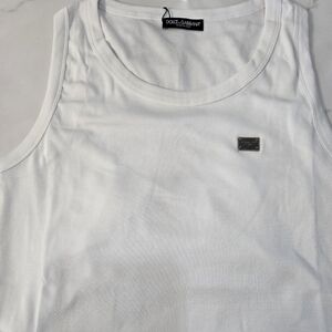 Dolce & Gabbana Oversize Ribbed White Tank Top